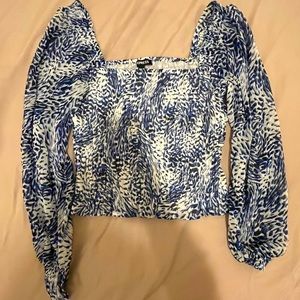 White and blue striped blouse from Express